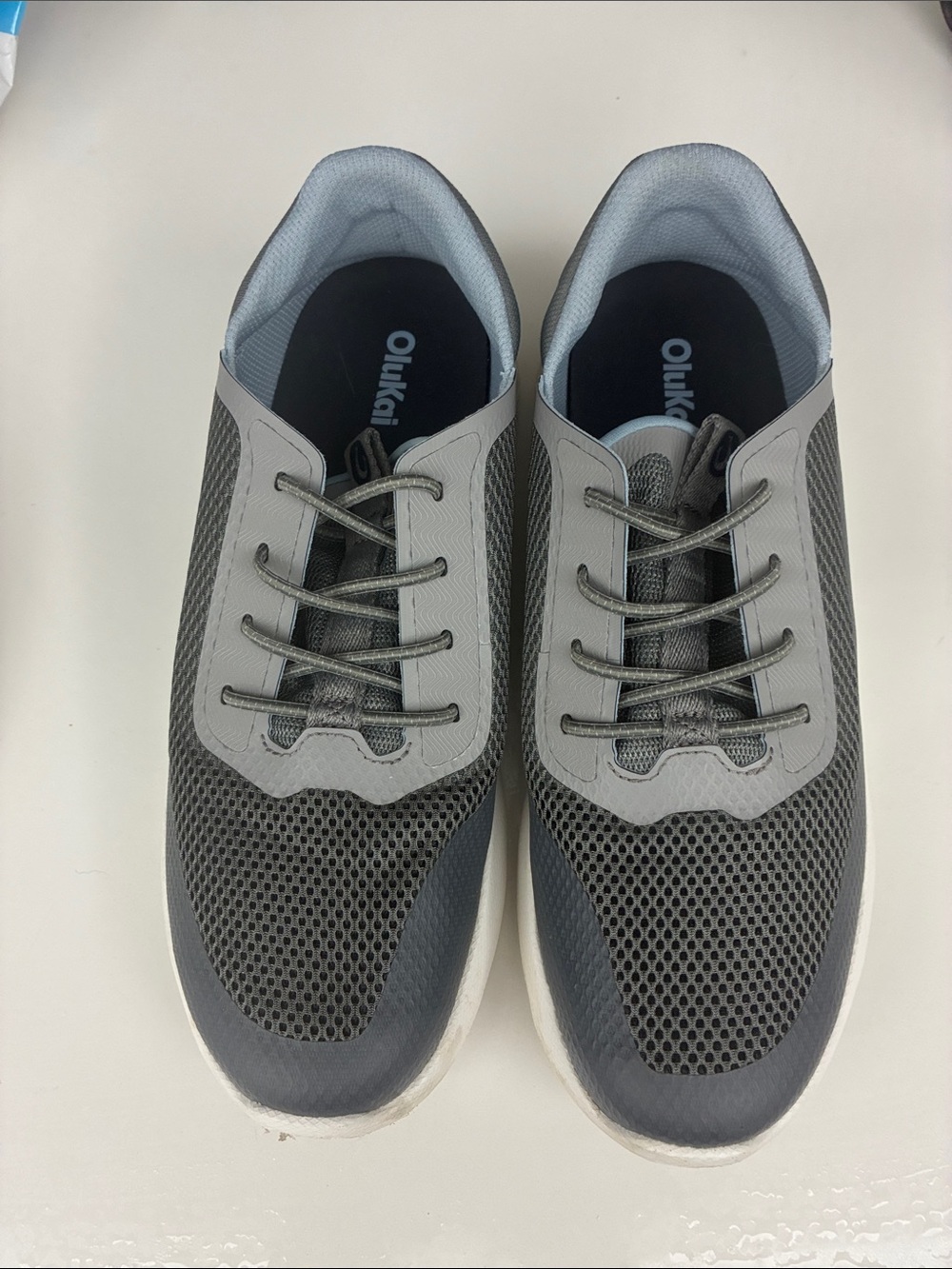 OluKai Men's Gray and Charcoal Mesh Lace-Up Sneakers sz10.5